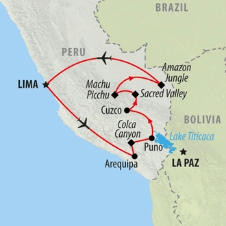 tourhub | On The Go Tours | Peru, Canyon & Jungle - 17 days | Tour Map