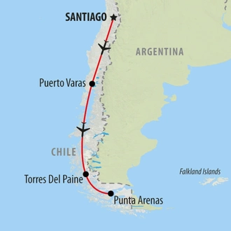 tourhub | On The Go Tours | Santiago to Patagonia - 14 days | Tour Map