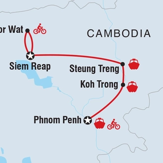 tourhub | Intrepid Travel | Cambodia: Hike, Bike & Kayak | Tour Map