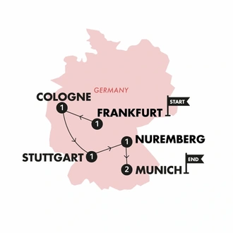 tourhub | Contiki | German Christmas Markets (Winter 2024/2025) | Tour Map