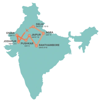 tourhub | Intro Travel | India Experience | Tour Map