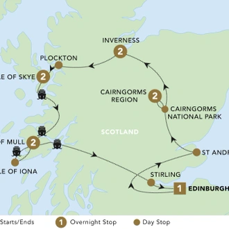 tourhub | Back-Roads Touring | A Scottish Journey 2024 | Tour Map