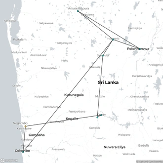 tourhub | Ran Lanka Tour Holidays (pvt) Ltd | Natural Heritage Tour | Tour Map