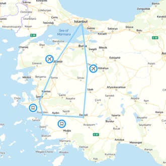 tourhub | Tour Altinkum Travel | Jewel's of Turkey-Six Days | Tour Map
