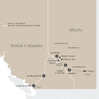 tourhub | Luxury Gold | Majesty of the Rockies | Tour Map