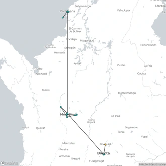 tourhub | Medellin City Services | Colombia 10 nights 11 days: Cartagena, Medellin and Bogota | Tour Map