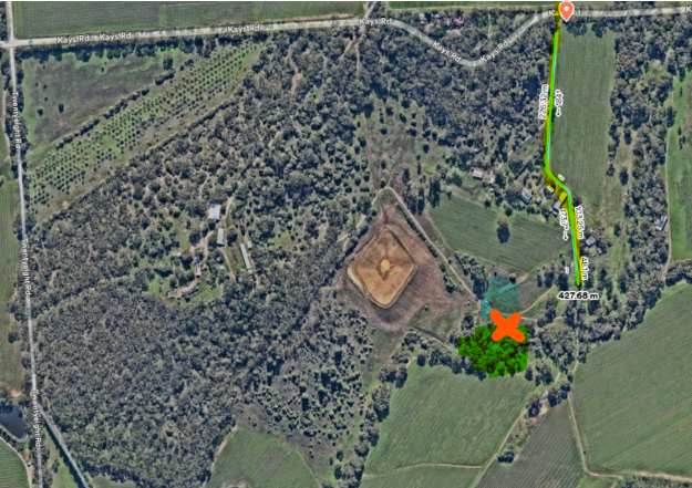 Map to work location @ Lower Tintara Vineyard