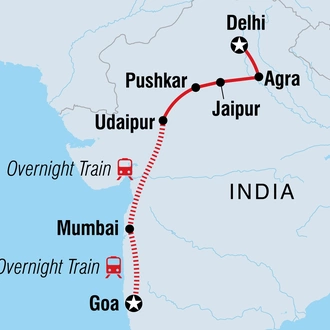 tourhub | Intrepid Travel | Delhi to Goa | Tour Map