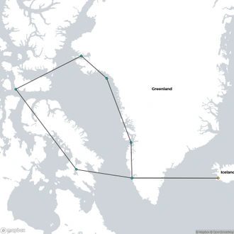 tourhub | HX Hurtigruten Expeditions | Arctic Canada and Greenland Expedition – Circumnavigating Baffin Bay | Tour Map