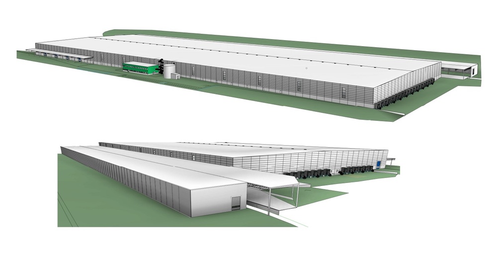 Illustration av logistikterminalen i Majarp, Falköping (preliminärhandling).