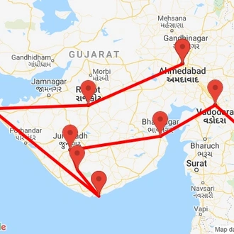 tourhub | Agora Voyages | Surat/Vadodara To Ahmedabad, Vibrant Gujarat Tour | Tour Map