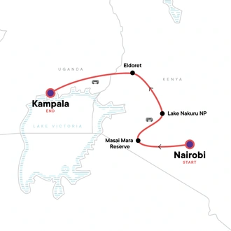 tourhub | G Adventures | Kenya Overland: Rhinos & National Reserves | Tour Map