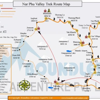 tourhub | Boundless Adventure P. Ltd. | Nar Phu Vally Trek | Tour Map