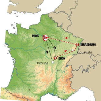 tourhub | Europamundo | Cote d Azur, Burgundy and Alsace | Tour Map