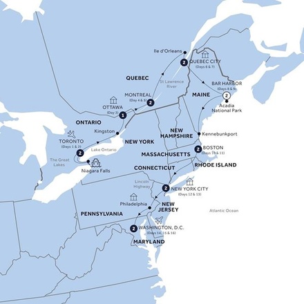 Map Of Eastern Usa And Canada Similar Tours | Best Of Eastern Canada &Amp; Usa | Insight Vacations |  Abecan18