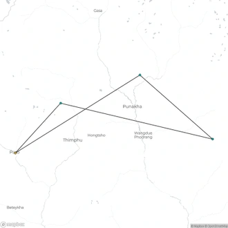 tourhub | Le Passage to India | Bhutan, 8 days tour (On Request) | Tour Map