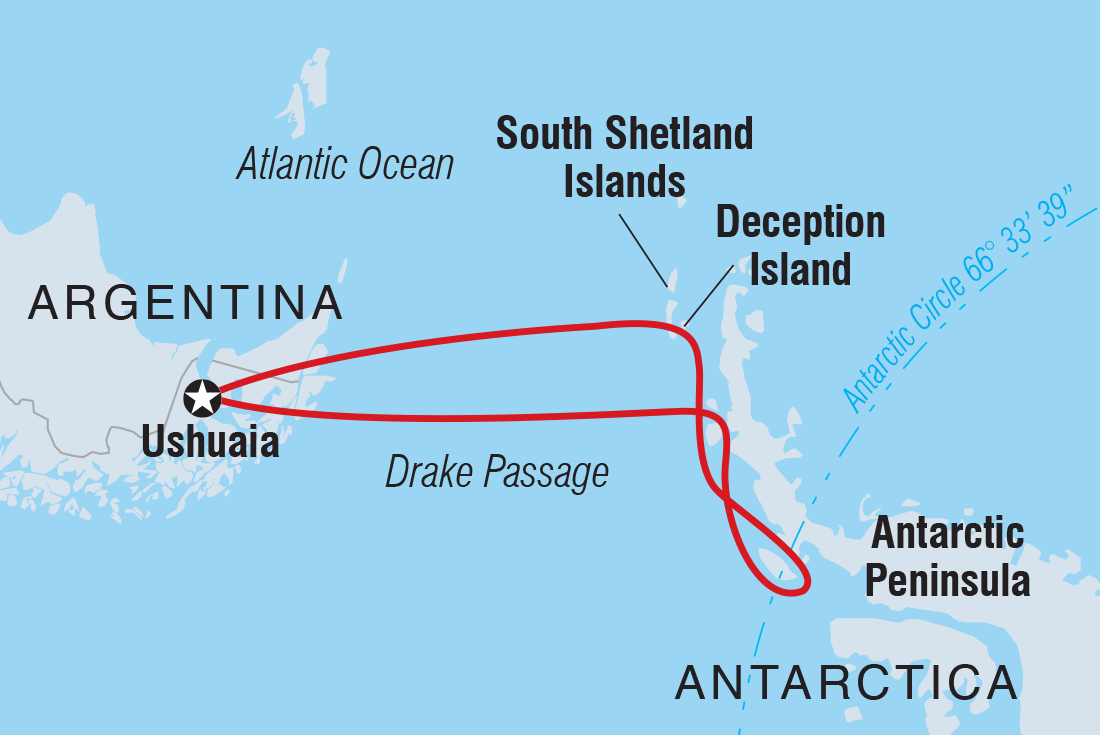 tourhub | Intrepid Travel | Journey to the Antarctic Circle (Ocean Endeavour) | Tour Map