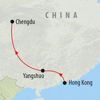 tourhub | On The Go Tours | Hong Kong to Chengdu -  8 days | Tour Map