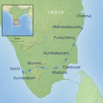tourhub | Cox & Kings | Treasures of Southern India | Tour Map