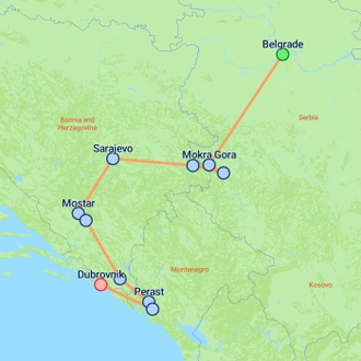 tourhub | On The Go Tours | Balkans Express - 7 days | Tour Map