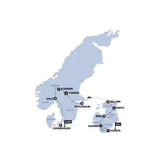 tourhub | Contiki | Scandinavia & Best of Baltics | Winter | 2024/2025 | Tour Map