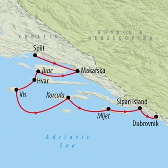 tourhub | On The Go Tours | Adriatic Explorer from Split Premium Plus - 8 days | Tour Map