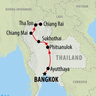 tourhub | On The Go Tours | Bangkok to Chiang Rai - 8 days | Tour Map