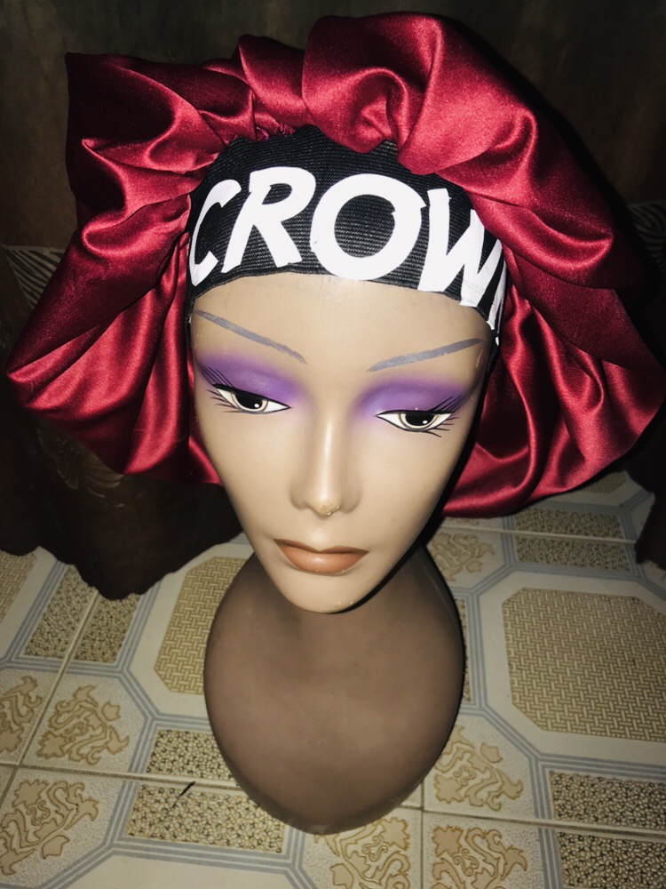 Kweenie's customized plain hair bonnet(wine) - Kweenie's Place