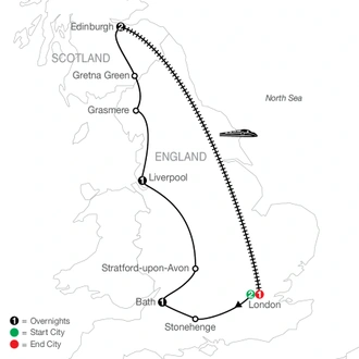 tourhub | Globus | British Escape with Return to London | Tour Map