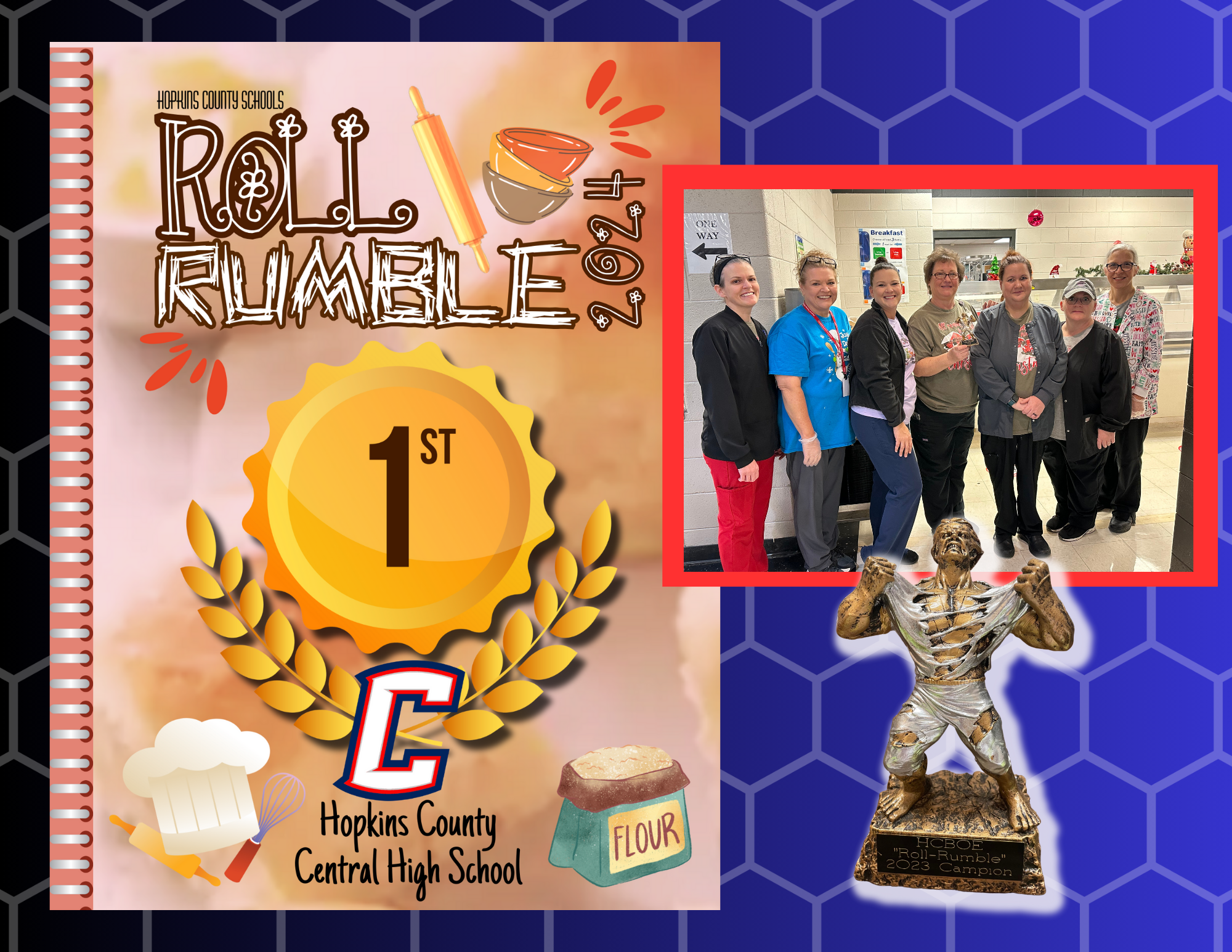 The words Roll Rumble 1st C Hopkins County Central High School with photo of 7 people 