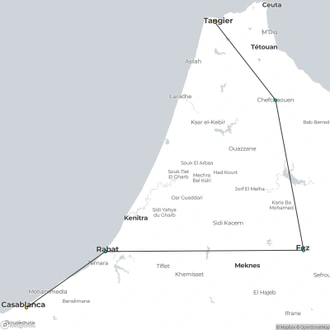 tourhub | Imagotravel | Private Moroccan Adventure (4-Star Hotels) | Tour Map