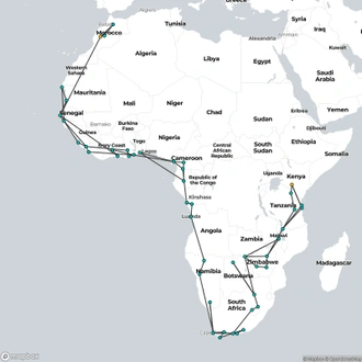 tourhub | Oasis Overland | Fes to Nairobi (38 WEEKS) Trans Africa | Tour Map