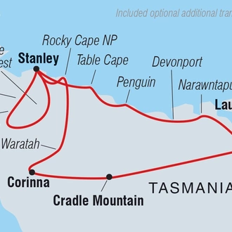 tourhub | Intrepid Travel | Best of Tasmania's Tarkine & Cradle Mountain | Tour Map