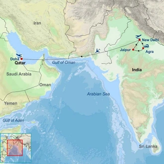 tourhub | Indus Travels | Best of India and Qatar | Tour Map