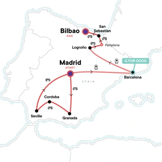 tourhub | G Adventures | Complete Spain: South to North Adventure | Tour Map