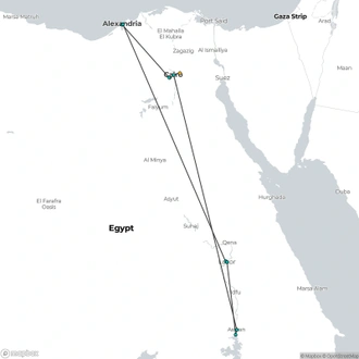 tourhub | Sun Pyramids Tours | Alexandria to Abu Simbel Wheelchair | Tour Map