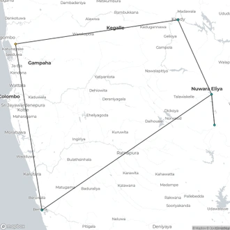 tourhub | Ran Lanka Tour Holidays (pvt) Ltd | Sri Lankan Experience | Tour Map