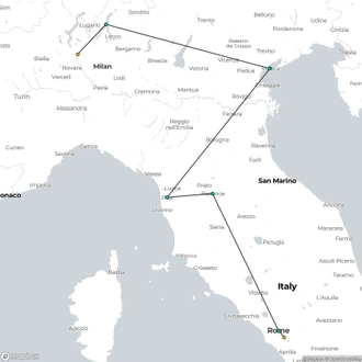 tourhub | Wanderful Holidays | Beauty; Rome Florence Venice and Lake Como | Tour Map