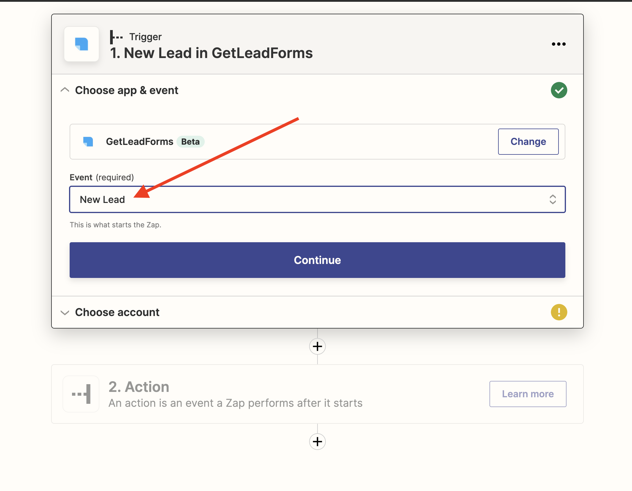 select an event - new lead