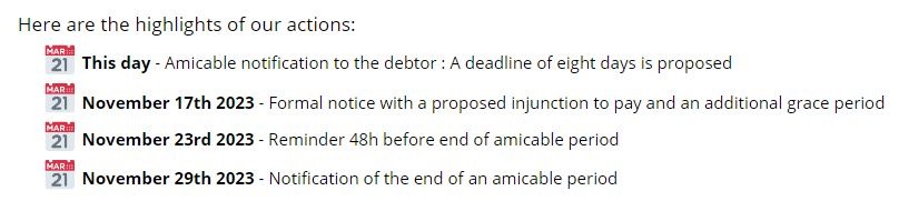 How are notifications presented to debtors, and when are they sent ?