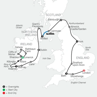 tourhub | Globus | From the Shannon to the Thames | Tour Map