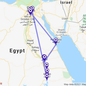 tourhub | Egypt Best Vacations | Splendors Of Egypt & Dahabiya Nile Cruise In 11 Days | Tour Map