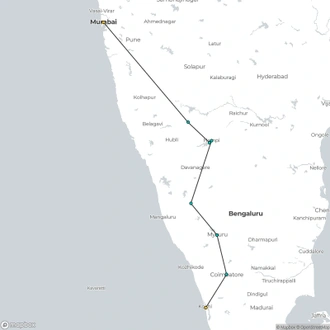 tourhub | Chuttibaaz.com | Karnataka & Kerala - Art, Culture & Nature ! | Tour Map