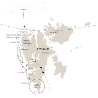 tourhub | HX Hurtigruten Expeditions | Svalbard in Spring – The Return of the Sun | Tour Map