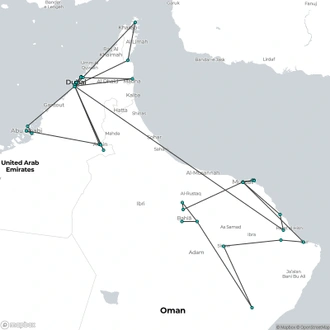 tourhub | Today Voyages | Treasures of Oman & Emirates 5* | Tour Map