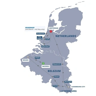tourhub | Trafalgar | Best of Holland, Belgium and Luxembourg | Tour Map