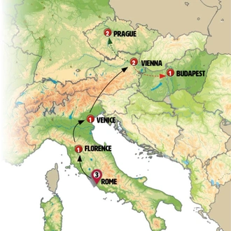 tourhub | Europamundo | Essential Italy with Vienna and Budapest | Tour Map