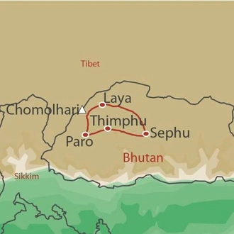 tourhub | World Expeditions | Bhutan Snowman Trek | Tour Map