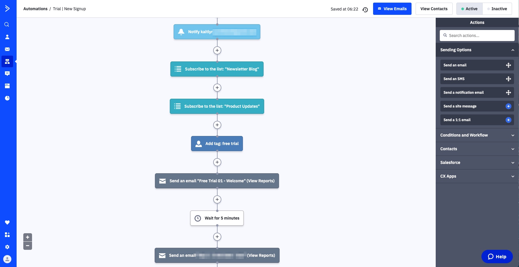 ActiveCampaign automations signup flow for SaaS