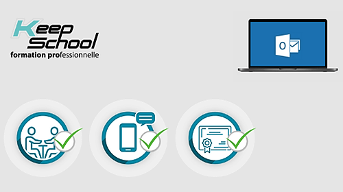 Représentation de la formation : Formation OUTLOOK débutant certification TOSA : tous niveaux, cours particuliers en présentiel (20h)
